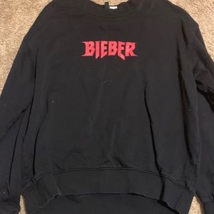 black and red Justin Bieber tour shirt